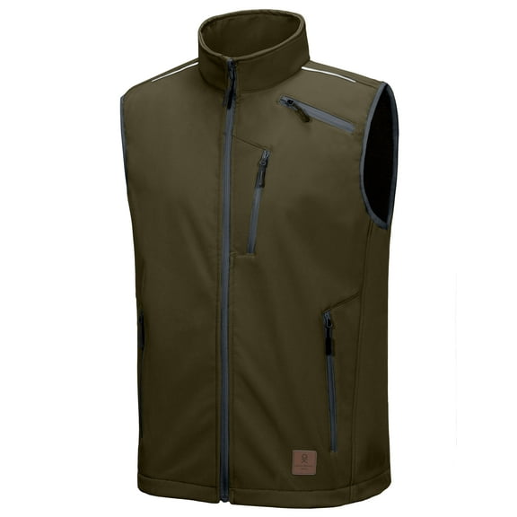 Little Donkey Andy Men's Lightweight Fleece Lined Softshell Vest Windproof Sleeveless Jacket for Hiking Travel Golf Olive Green M