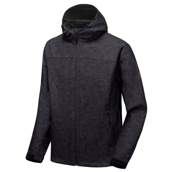 Little Donkey Andy Men's Lightweight Fleece Lined Water Repellent Jackets Hooded Windproof Jackets for Hiking Outdoor Black Floral XXL