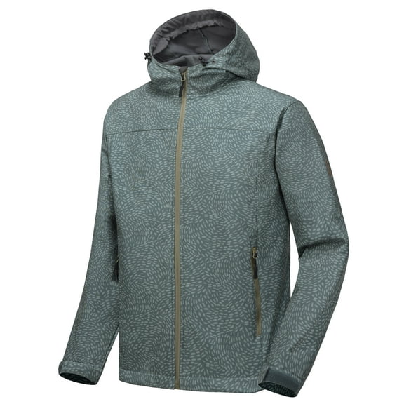 Little Donkey Andy Men's Lightweight Fleece Lined Water Repellent Jackets Hooded Windproof Jackets for Hiking Outdoor Gray Floral XXL