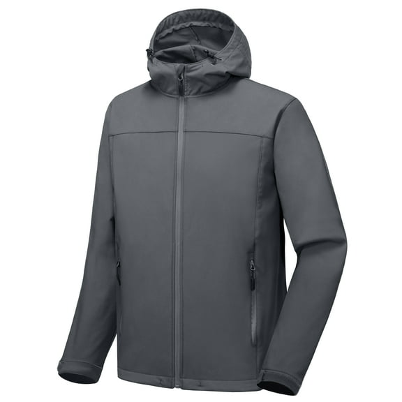 Little Donkey Andy Men's Lightweight Fleece Lined Water Repellent Jackets Hooded Windproof Jackets for Hiking Outdoor Grey XL