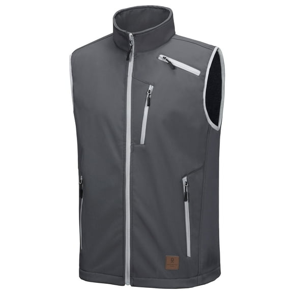 Little Donkey Andy Men's Lightweight Fleece lined Softshell Vest Windproof Sleeveless Jacket for Hiking Travel Golf Grey XL