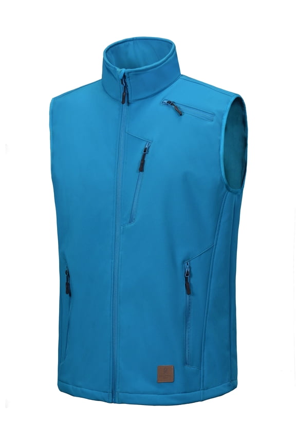 Men's Lightweight Fleece lined Softshell Vest Windproof Sleeveless Jacket for Hiking Travel Golf Swedish Blue XL