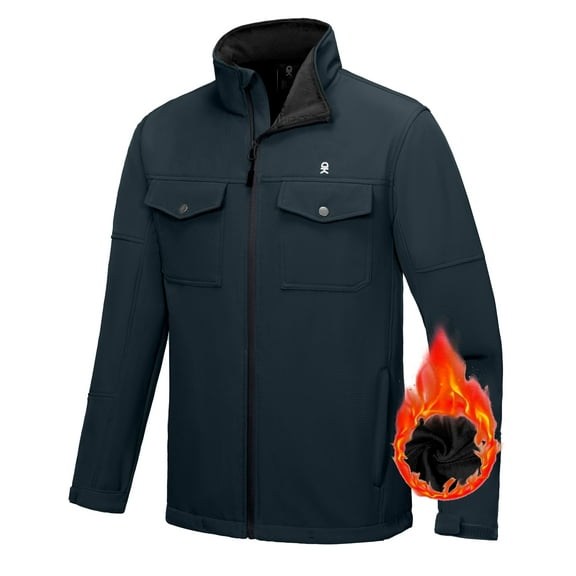 Little Donkey Andy Men's Lightweight Jacket Water Resistant Windbreaker Fleece Lined Warm Coat Black Blue XXL