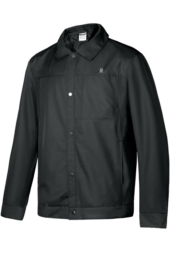 Men's Lightweight Jackets Casual Windbreaker Stylish Laydown Collar Business Work Coat with Pockets Black 2XL