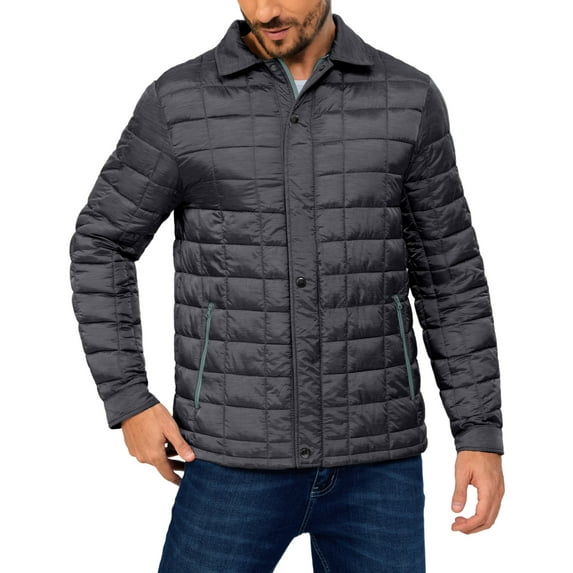 Little Donkey Andy Men's Lightweight Quilted Puffer Jacket Windproof Thermal Winter Coat with Recycled Insulation Carbon Black XL