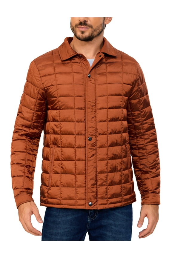 Men's Lightweight Quilted Puffer Jacket Windproof Thermal Winter Coat with Recycled Insulation Orange XL