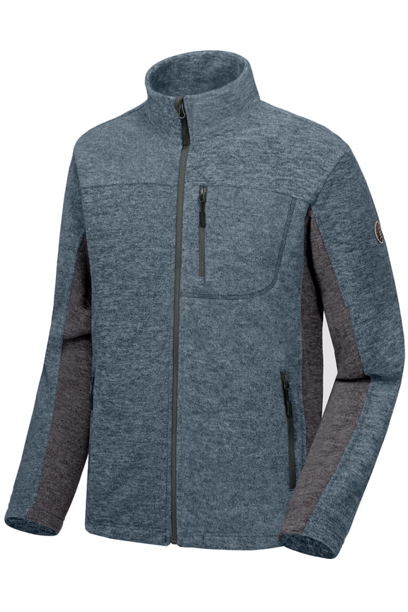 Men's Lightweight Recycled Polar Fleece Jacket Winter Warm Hiking Golf Running Travel Jacket Stormy Weather Heather XXL