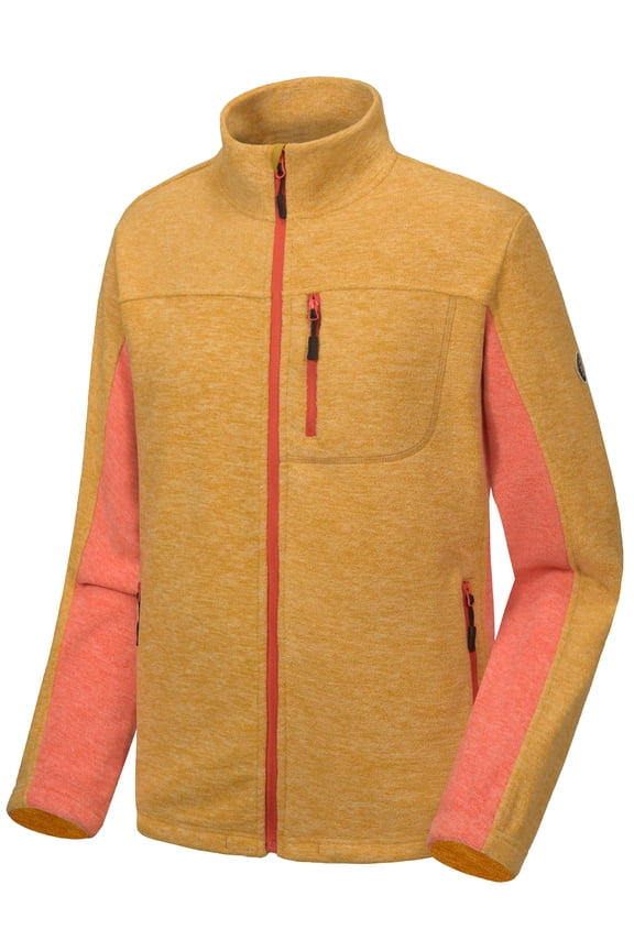 Men's Lightweight Recycled Polar Fleece Jacket Winter Warm Hiking Golf Running Travel Jacket Yellow Heather M