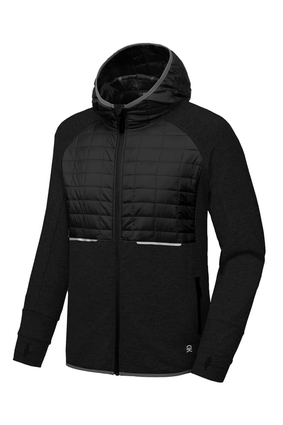 Men's Lightweight Running Jackets Full Zip Hooded Sports Jacket for Winter Hiking Golf Casual Black S