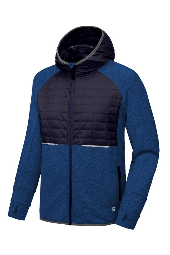 Men's Lightweight Running Jackets Full Zip Hooded Sports Jacket for Winter Hiking Golf Casual Navy Blue L