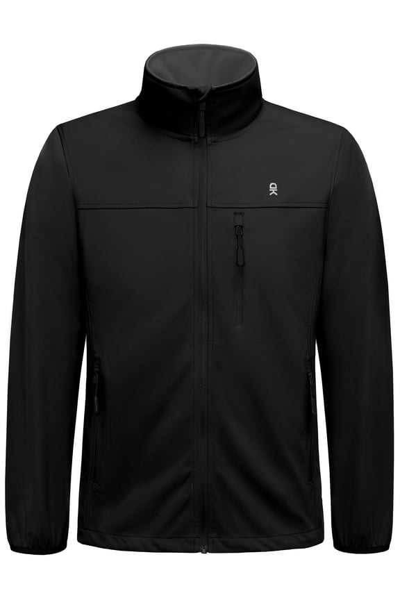 Men's Lightweight Softshell Jacket Windbreaker for Running Travel Hiking, Windproof, Water-resistant (Black 2XL)