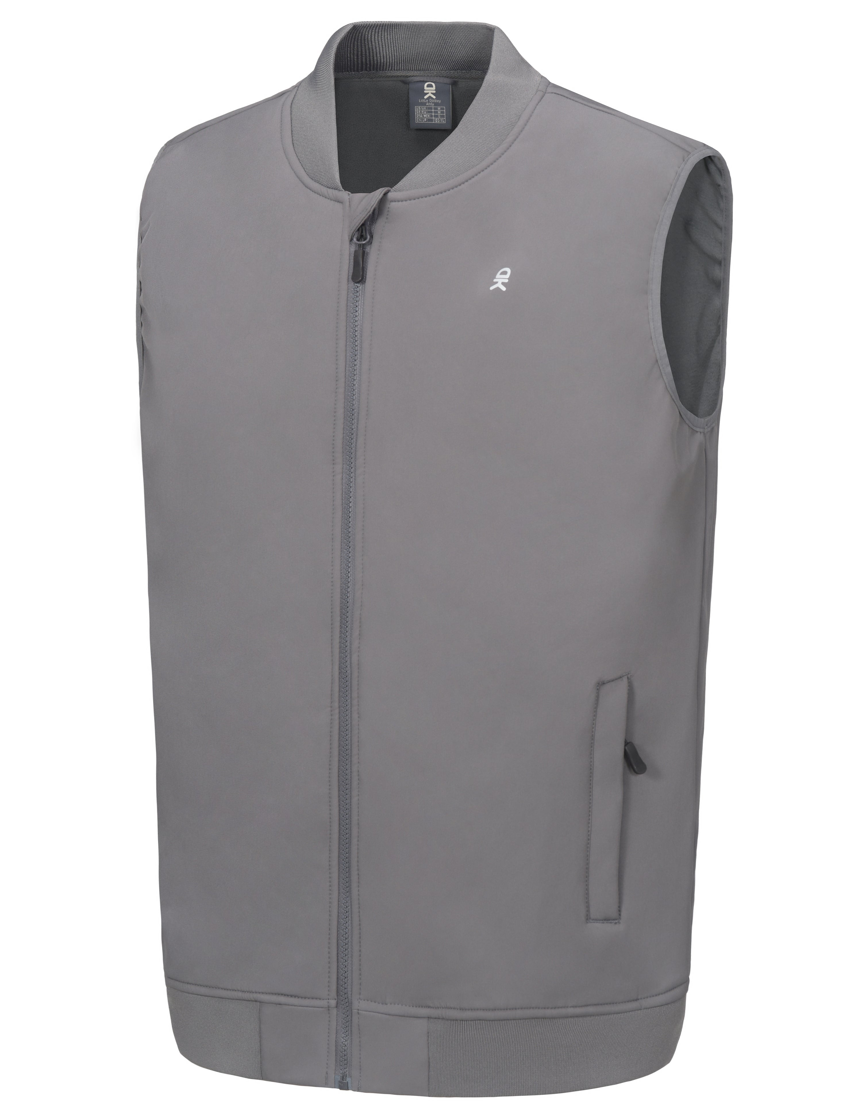 Little Donkey Andy Men’s Lightweight Softshell Vest Golf Outdoor Sleeveless Jacket Waterproof Windproof Winter Warm Fleece Lined Outerwear for Running Hiking Travel Casual Grey S