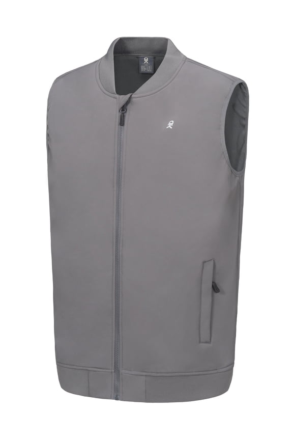 Men’s Lightweight Softshell Vest Golf Outdoor Sleeveless Jacket Waterproof Windproof Winter Warm Fleece Lined Outerwear for Running Hiking Travel Casual Grey S