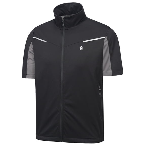 Little Donkey Andy Men's Lightweight Softshell Vests Short Sleeve Jackets for Golfing Hiking Running (Black-Grey XL)