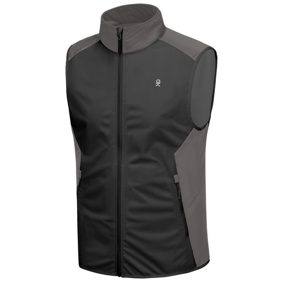 Little Donkey Andy Men's Lightweight Stretch Softshell Vest,Windproof Water-resistant Outerwear Vest for Running Cycling (Black/Gray S)