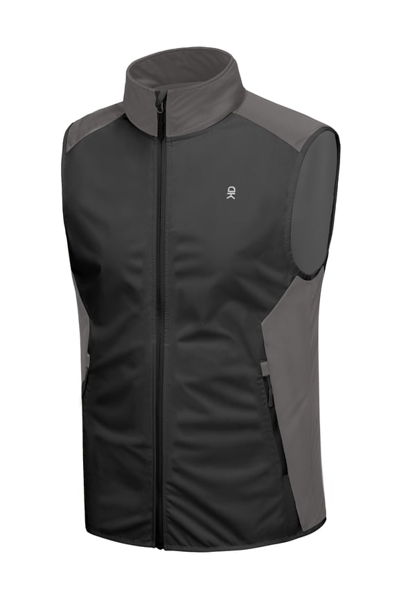 Men's Lightweight Stretch Softshell Vest,Windproof Water-resistant Outerwear Vest for Running Cycling (Black/Gray XXL)