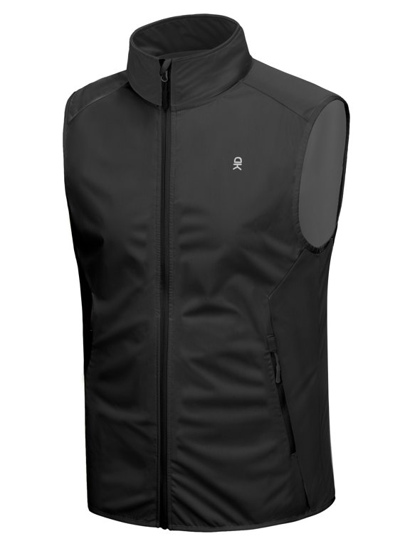 Men's Lightweight Stretch Softshell Vest,Windproof Water-resistant Outerwear Vest for Running Cycling (Black XXL)