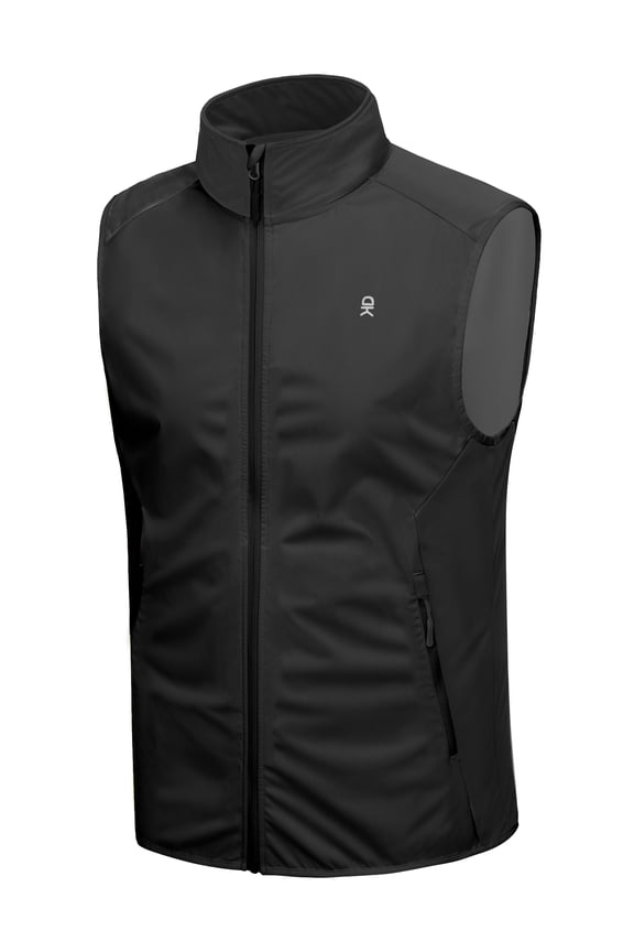 Men's Lightweight Stretch Softshell Vest,Windproof Water-resistant Outerwear Vest for Running Cycling (Black XXL)