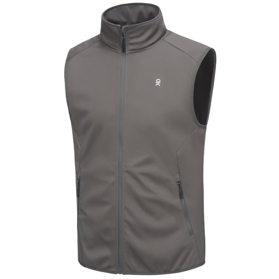 Little Donkey Andy Men's Lightweight Stretch Softshell Vest,Windproof Water-resistant Outerwear Vest for Running Cycling (Gray L)
