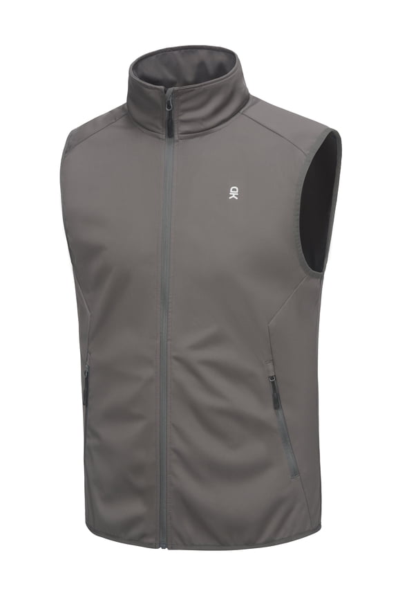 Men's Lightweight Stretch Softshell Vest,Windproof Water-resistant Outerwear Vest for Running Cycling (Gray XL)