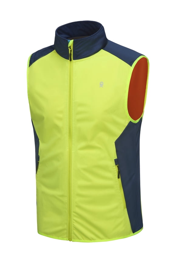 Men's Lightweight Stretch Softshell Vest,Windproof Water-resistant Outerwear Vest for Running Cycling (Yellow L)