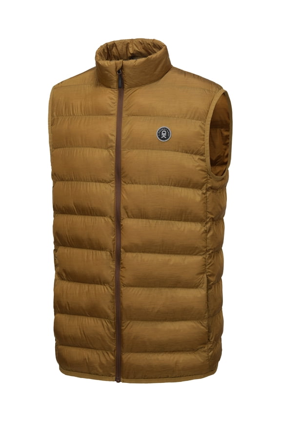 Men's Lightweight Warm Puffer Vest Thermal Golf Sleeveless Jacket for Outdoor Hiking Travel Casual Mustard Gold L