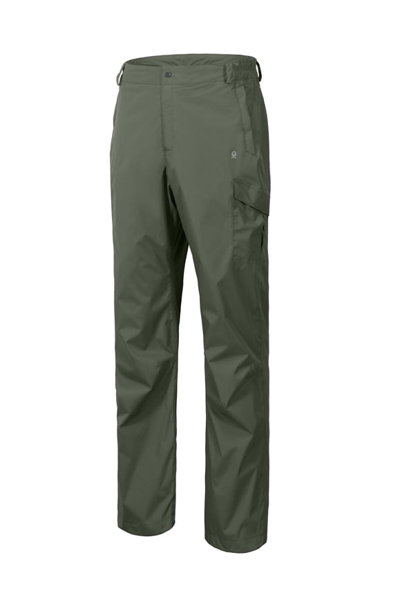 Men's Lightweight Waterproof Rain Pants Breathable Hiking Pant for Outdoor Fishing Dark Green M