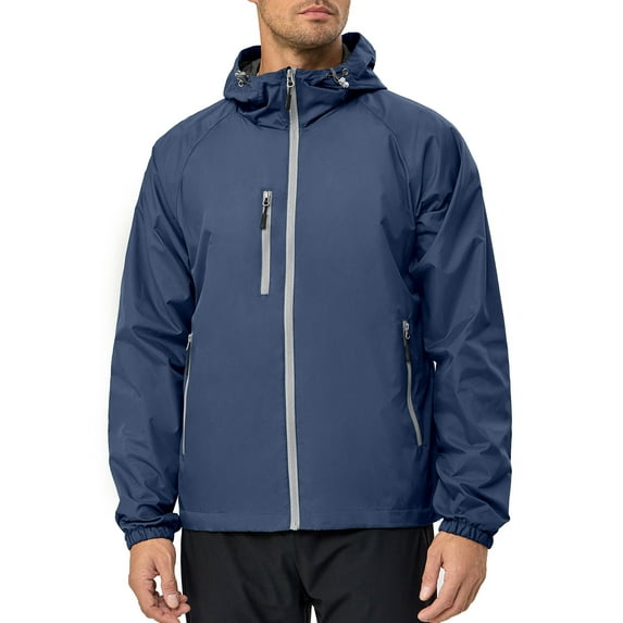 Little Donkey Andy Men’s Lightweight Windbreaker Jacket Breathable Windproof Hooded Wind Coat Hiking Running Golf Outdoor Travel Dark Blue M