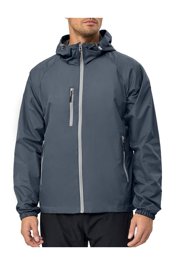 Men’s Lightweight Windbreaker Jacket Breathable Windproof Hooded Wind Coat Hiking Running Golf Outdoor Travel Grey S