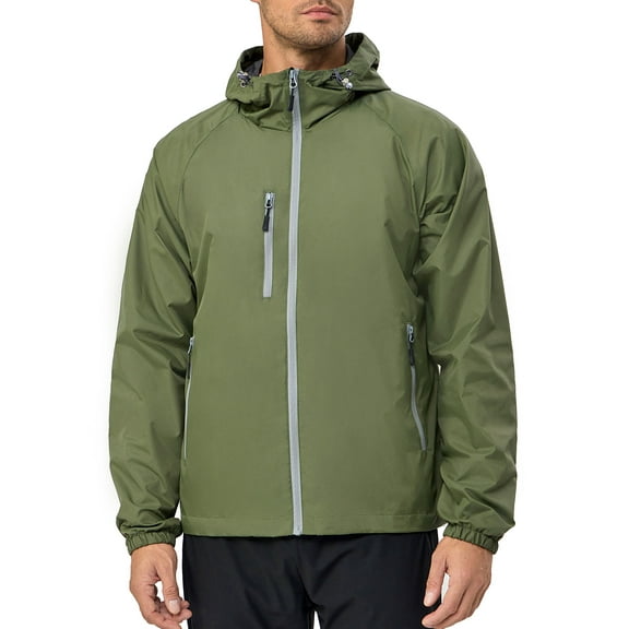 Little Donkey Andy Men’s Lightweight Windbreaker Jacket Breathable Windproof Hooded Wind Coat Hiking Running Golf Outdoor Travel Pesto Green M