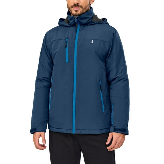Little Donkey Andy Men's Lightweight Winter Jacket Hooded Windproof Warm Insulated Jacket for Ski Hiking (Dark Blue M)