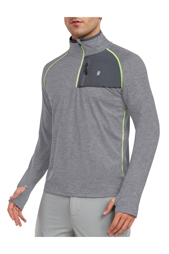 Men's Long Sleeve Quick Dry Lightweight Running Exercise Sports T-Shirt Top Deep Grey Heather XXL