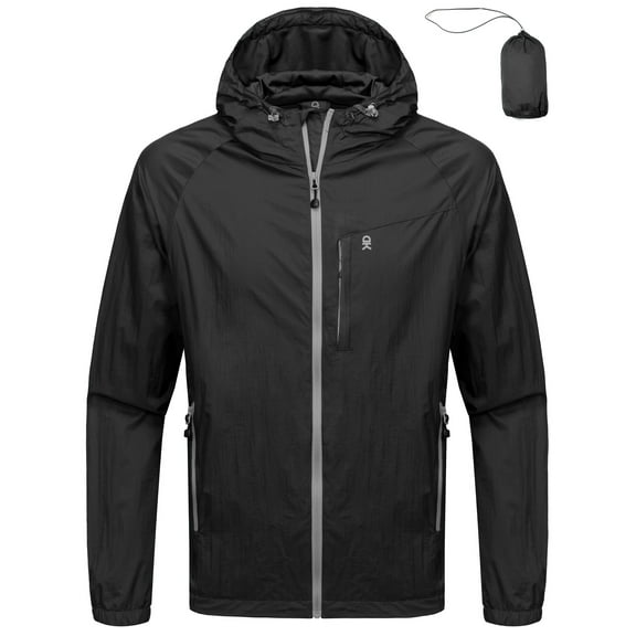 Little Donkey Andy Men's Packable Lightweight Hooded Jacket Windproof Windbreaker with Recycled Insulation Black XL