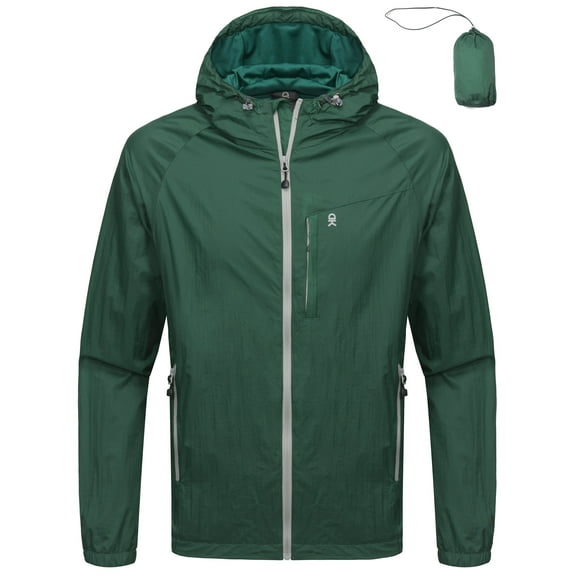 Little Donkey Andy Men's Packable Lightweight Hooded Jacket Windproof Windbreaker with Recycled Insulation Green L