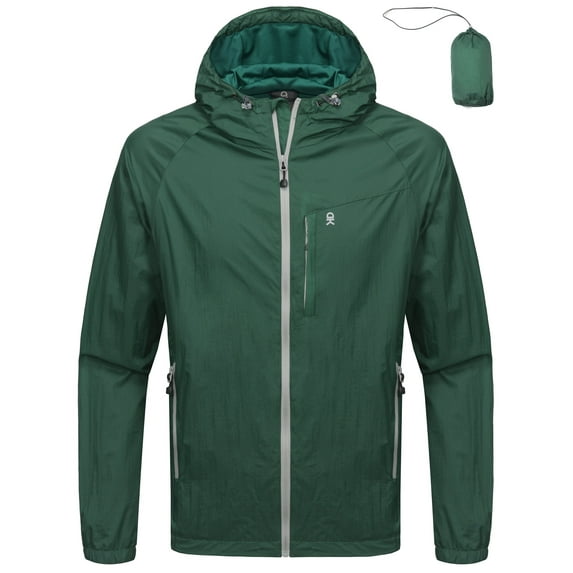 Little Donkey Andy Men's Packable Lightweight Hooded Jacket Windproof Windbreaker with Recycled Insulation Green XL