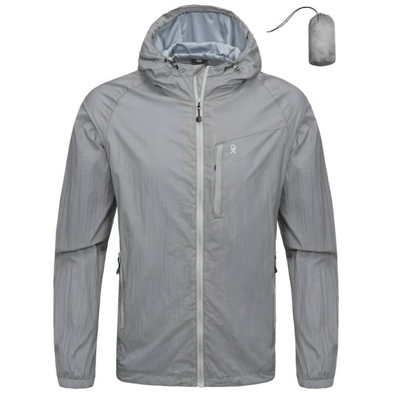 Little Donkey Andy Men's Packable Lightweight Hooded Jacket Windproof Windbreaker with Recycled Insulation Grey L