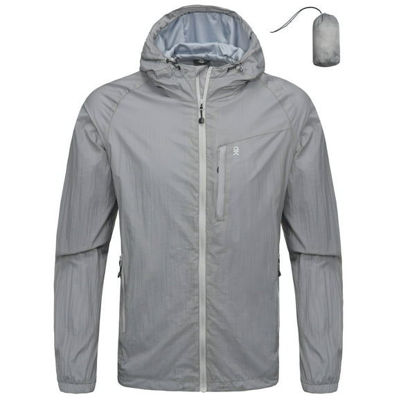 Little Donkey Andy Men's Packable Lightweight Hooded Jacket Windproof Windbreaker with Recycled Insulation Grey XXL