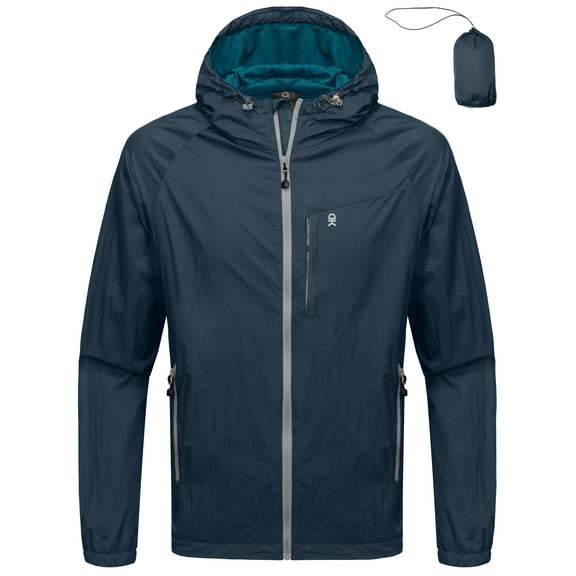 Little Donkey Andy Men's Packable Lightweight Hooded Jacket Windproof Windbreaker with Recycled Insulation Navy Blue S