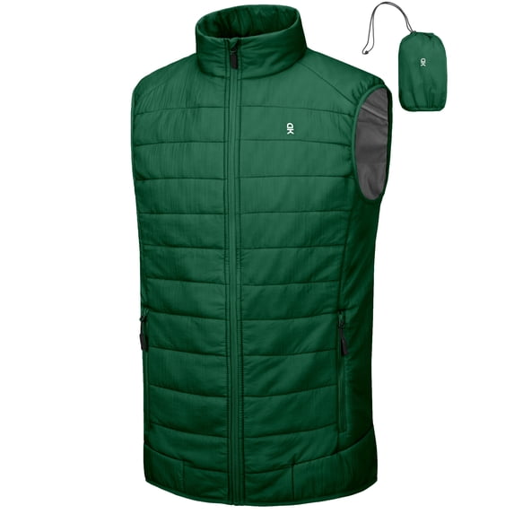Little Donkey Andy Men's Packable Lightweight Puffer Vest with Recycled Insulation for Running Golf Green XXL