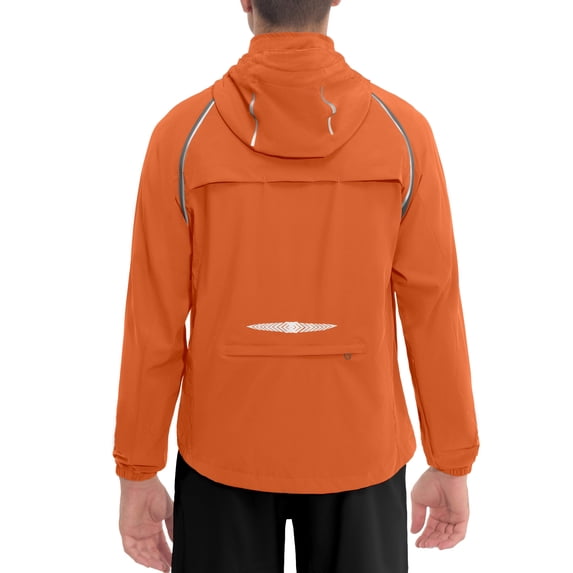 Little Donkey Andy Men's Packable Lightweight Waterproof Cycling Jacket, Convertible Quick Dry Running Jacket Windbreaker with Removable Sleeves and Hood, Orange Size XXL