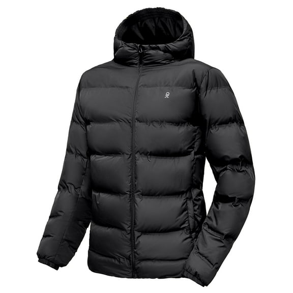 Little Donkey Andy Men's Puffer Jacket Warm Winter Coat with Hood Lightweight Insulated Outerwear Quilted Jackets Black XXL
