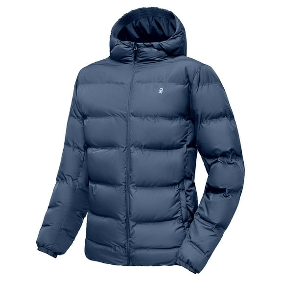 Little Donkey Andy Men's Puffer Jacket Warm Winter Coat with Hood Lightweight Insulated Outerwear Quilted Jackets Blue S