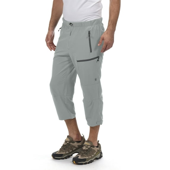 Little Donkey Andy Men's Quick Dry 3/4 Pants Lightweight Capri Shorts Hiking Fishing Travel Casual Light Gray L