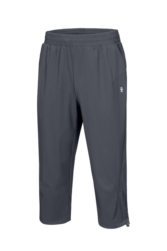 Men's Quick Dry Capri Pants, Stretch Lightweight Summer Crop Pants Below Knee for Hiking, Jogging (Dark Grey L)