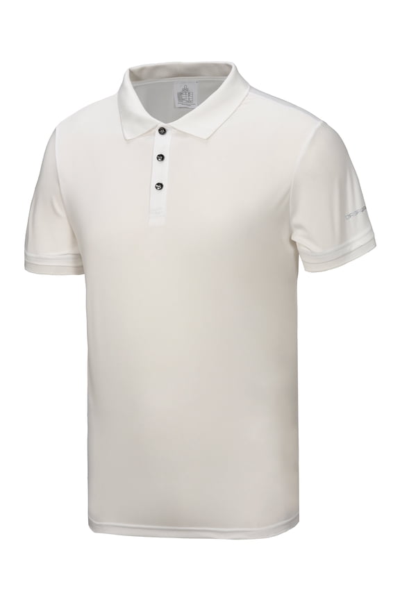 Men's Quick Dry Golf Shirt Short Sleeve Polo Shirt Stretch Moisture Wicking UV Protection Sports Tennis T-Shirt White Heather L