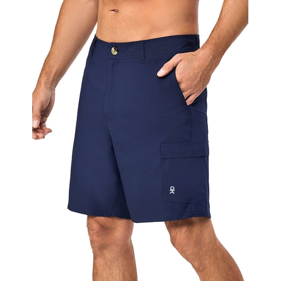 Little Donkey Andy Men's Quick Dry Shorts 11 Inch Inseam Bermuda with 6 Pockets for Camping Navy Blue L