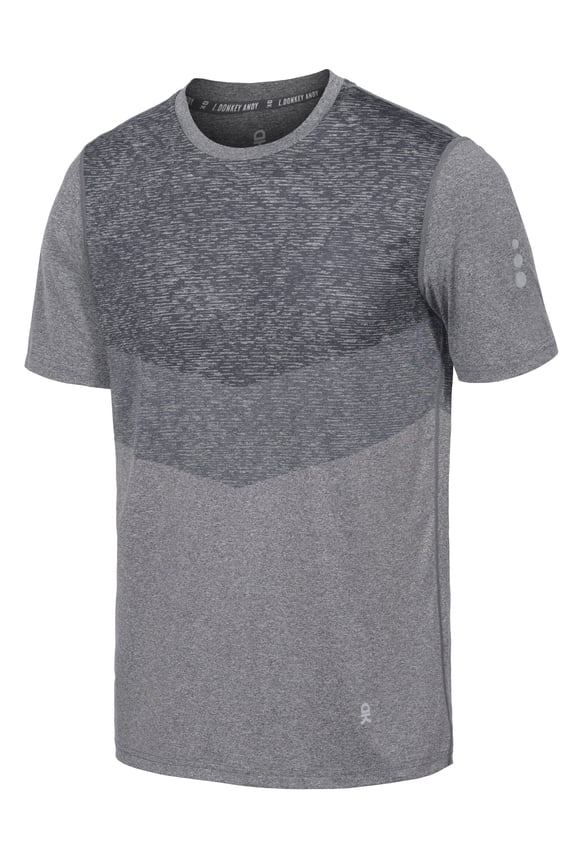 Men's Quick Dry Sweat Wicking Stretch Short Sleeve T-Shirt UV Protection Workout Running Hiking Tee Heather Grey L