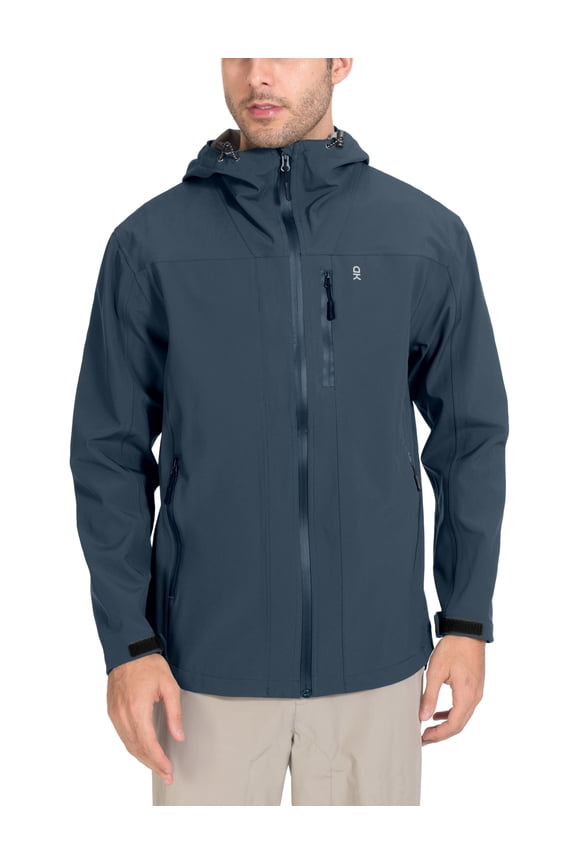 Men's Rain Hiking Jackets Breathable Waterproof Windproof Shell Coats Fishing Travel Deep Blue Large