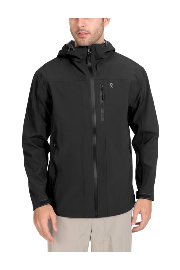 Men's Rain Hiking Jackets Waterproof Windproof Breathable Shell Coats Travel Fishing Black X-Large