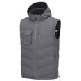 thumbnail image 1 of Little Donkey Andy Men's Reversible Fleece Puffy Vest Warm Sleeveless Puffer Jacket with Removable Hood for Golfing Hiking Grey XXL, 1 of 7